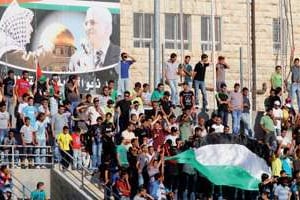 Avant-match Palestine-Afghanistan au stade d’Al-Ram, près de Ramallah. © Sipa