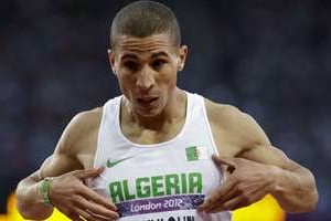 Taoufik Makhloufi vainqueur de sa demi-finale du 1500 m aux Jeux de Londres, le 5 août 2012. © Sipa
