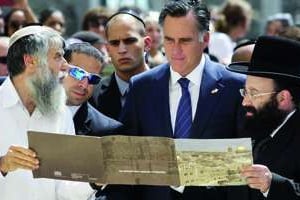 Le candidat républicain, Mitt Romney, à Jérusalem, le 29 juillet. © Dan Balilty/AP/Sipa