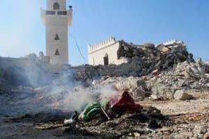 Le Mausolée d’Al-Chaab al-Dahmani, près du centre de Tripoli, après l’attaque des islamistes. © AFP