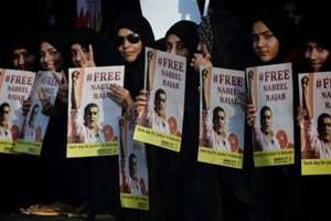 Des femmes chiites manifestent à Shakhora. © AFP