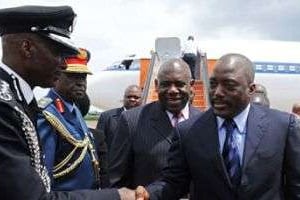 Le président de la RDC Joseph Kabila arrive à Kampala, le 7 septembre 2012. © AFP