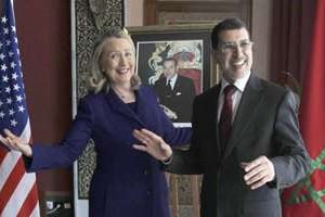 Hillary Clinton et Saad Eddine El Otmani. © AFP