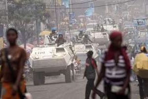 Des militaires de la Monusco dans les rues de Goma. © Reuters