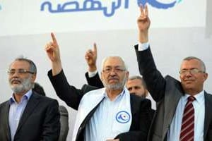 Le fondateur du parti islamiste Ennahda, Rached Ghannouchi, le 21 octobre 2011 à Tunis. © AFP