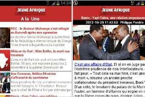 Des vues de l’application Android de Jeune Afrique. © Captures d’écran/J.A.