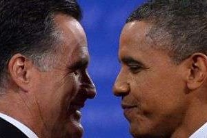 Mitt Romney et Barack Obama, le 22 octobre 2012 en Floride. © AFP