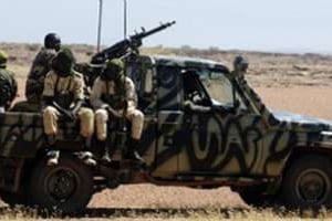 Les véhicules de l’armée malienne ne disposaient que de mitailleuses de faible calibre. © Issouf Sanogo/AFP