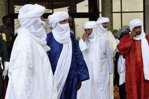 Des membres du groupe islamiste Ansar Dine, lors d’une réunion à Ouagadougou, le 6 novembre 2012. © Yempabou Ahmed Ouoba/AFP