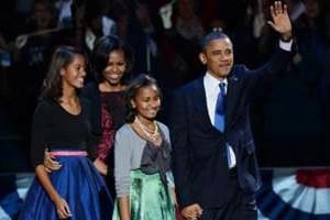 Barack Obama en famille le soir de son élection, le 6 novembre. © AFP
