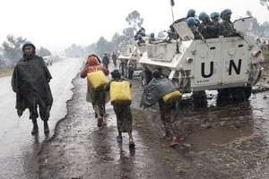 Des Casques bleus stationnés à Goma, le 8 août 2012 en RDC. © AFP