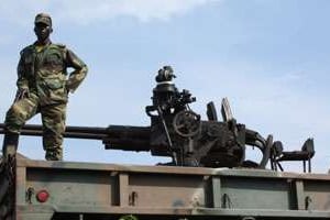 Le M23 a récupéré une partie des armes des FARDC à Goma. © Pierre Boisselet/JA