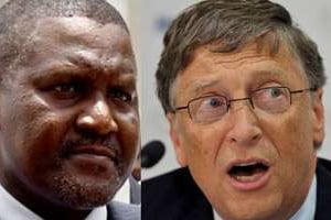 Aliko dangote et Bill Gates, premières fortunes d’Afrique et des États-Unis. © AFP/Montage J.A.