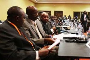 La délégation du M23, à Kampala en Ouganda le 11 décembre 2012. © AFP