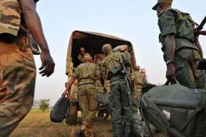 Arrivée des soldats congolais de la Fomac, à Bangui, le 31 décembre 2012. © Sia Kambou/AFP