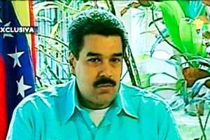 Maduro le 1er janvier, depuis La Havane, sur la chaîne vénézuélienne Telesur. © AFP