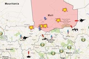 L’intervention au Mali a débuté le 11 janvier. © Jeune Afrique/Google Map