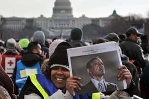 La cérémonie de prestation de serment d’Obama a attiré les foules à Washington, le 21 janvier. © AFP/Mladen Antonov