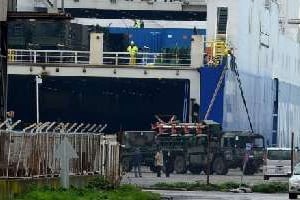Des véhicules allemands transportant des missiles Patriot dans le port d’Iskenderun, en Turquie. © Anatolian News Agency/AFP – Aykut Unlupinar
