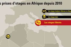 Carte des prises d’otage en Afrique. © Jeune Afrique