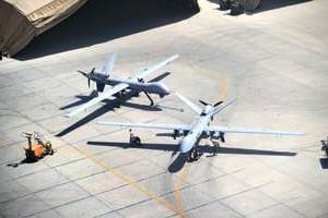 Drones Predator stationnés sur une base américaine à Kandahar, en Afghanistan. © Sang-Hoon/Sipa