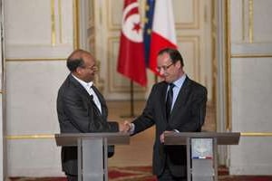 Moncef Marzouki et François Hollande à Paris, le 17 juillet 2012. © Nicolas Fauqué – imagesdetunisie.com
