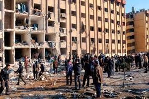 L’attentat du 15 janvier contre l’université d’Alep. © Sipa