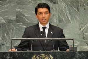 Le président de la Transition malgache Andry Rajoelina, le 26 septembre 2012 à New York. © AFP