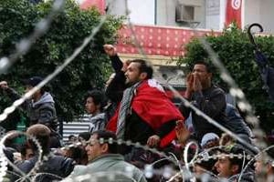 Manifestation à Tunis, le 7 février. © AFP