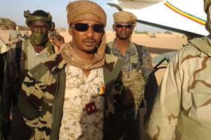 Le général Mahamat Idriss Déby Itno à Kidal (Mali), le 4 février. © DR