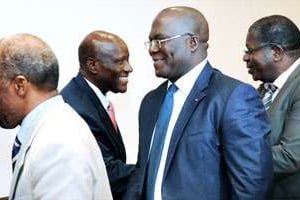 D. Djedje, le PM Kablan Ducan, S. Miaka Ouretto et M. Affi N’Guessan. © Sia Kambou/AFP