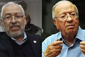 Ghannouchi ne recueille que 3,7% d’intentions de vote, contre 29,1% pour Caïd Essebsi. © AFP/Montage J.A.