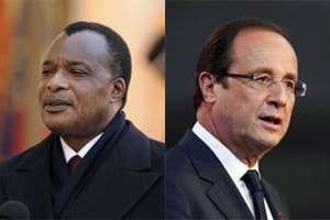 Denis Sassou Nguesso et François Hollande. © AFP/Montage J.A.