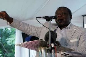 Le Premier ministre zimbabwéen Morgan Tsvangirai, le 13 février 2013 à Harare. © AFP/Jekesai Njikizana