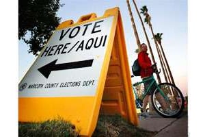 Bureau de vote en Arizona lors de la présidentielle 2012. © Matt York/SIPA