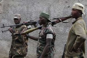 Des rebelles du M23 à Bunagana, en janvier 2013. © Isaac Kasamani/AFP/Archives