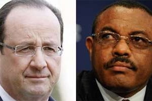 François Hollande et Hailemariam Desalegn, présidents de la France et de l’UA. © AFP