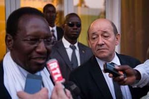 Le ministre français de la Défense, Jean-Yves Le Drian et le président malien Dioncounda Traoré © AFP