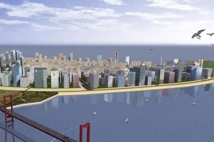 Eko Atlantic, le plus grand projet immobilier d’Afrique, est une île artificielle de 10 km2 destinée à devenir le carrefour international des affaires. © DR