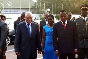 Le président sud-africain Jacob Zuma était le seul chef d’État présent à Brazzaville, le 2 mai. © AFP