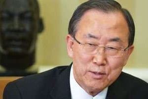 Le secrétaire général des Nations Unies, Ban Ki-moon, le 11 avril 2013 à la Maison blanche à Wa © AFP