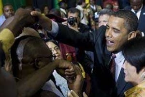 Barack Obama au Ghana en 2009, l’une de ses rares visites en Afrique. © AFP