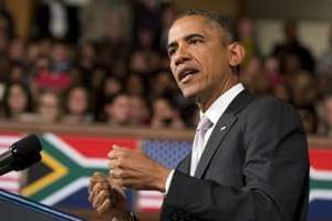 Barack Obama le 30 juin 2013 à l’université du Cap. © AFP