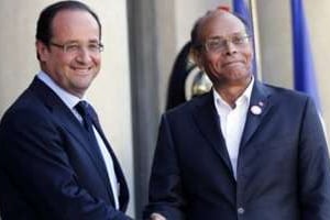 François Hollande et Moncef Marzouki, le 17 juillet 2012 à l’Élysée. © AFP
