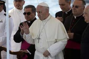 Début de la visite du pape François à Lampedusa, en Italie, le 8 juillet 2013. © AFP