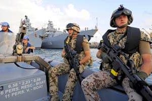 Soldats allemands de l’opération EU Naval Force-Atalante. © AXEL SCHMIDT/AFP