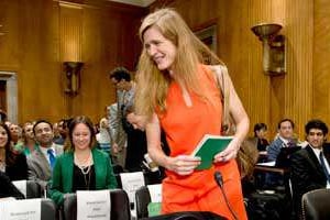 Samantha Power devant la Commission des affaires étrangères du Sénat, le 17 juillet. © Karen bleier/AFP