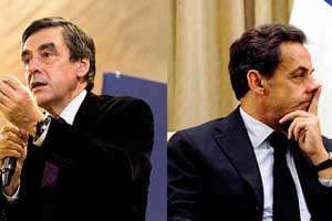 François Fillon (à g.) et Nicolas Sarkozy : prochain round dans un mois. © Fayolle Pascal/Sipa et David Buimovitch/Newscom/Sipa