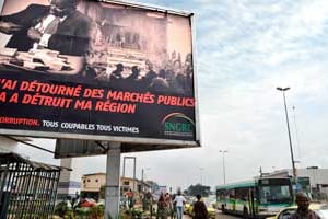 À Abidjan, une affiche appelle à davantage de civisme. © Issouf Sanogo/AFP