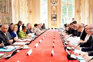 Comité interministériel de la coopération, à Matignon, le 31 juillet. © Bertrand Guay/AFP